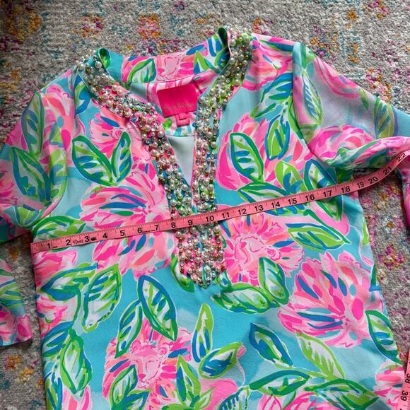 Lilly Pulitzer Elenora Multi Totally Blossom 100% Silk Embellished Dress Small - Picture 6 of 10